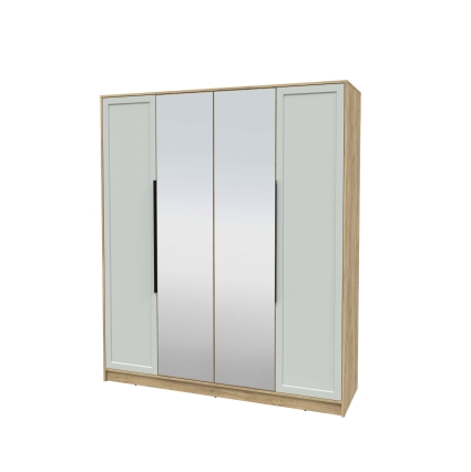 Шкаф распашной Тренд КТ-Ш4 (з) (Дуб золотой ЛДСП/ Грэй ЛМДФ) Ш1800 В2128 Г547